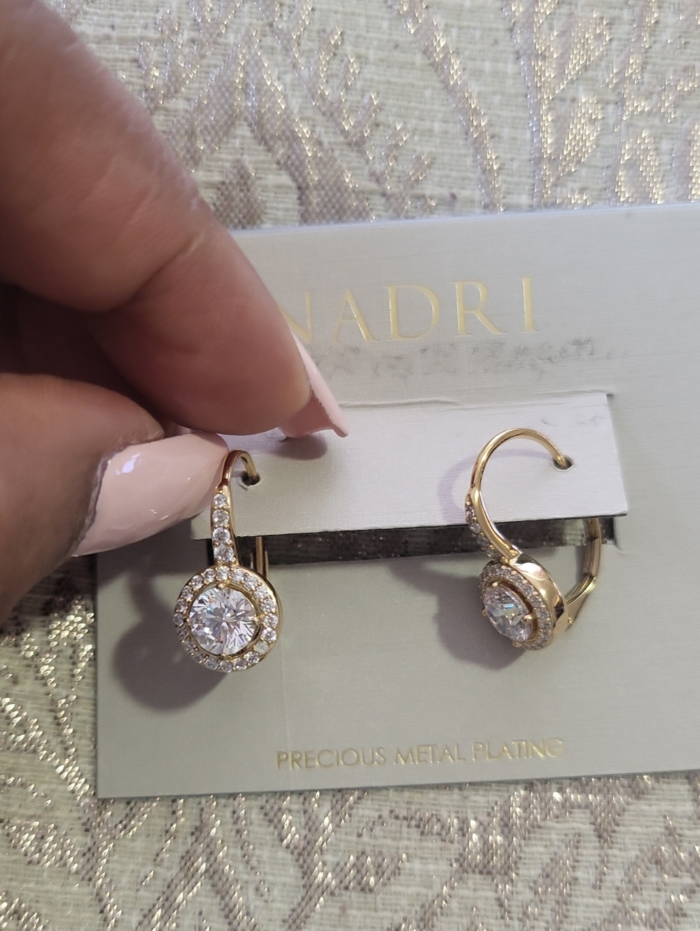 Nadri Gold-Tone Crystal Halo Leverback Earrings
